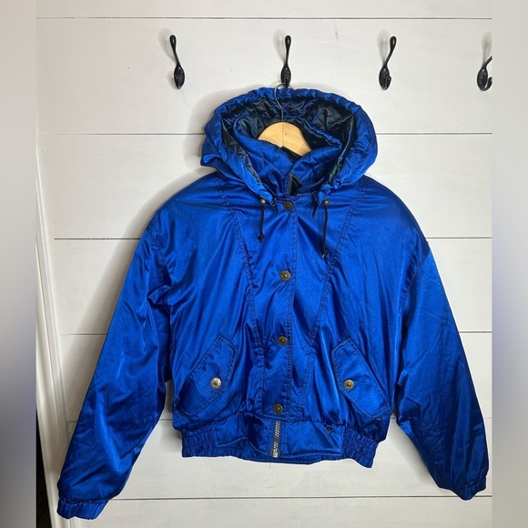 Vintage Obermeyer Ski Jacket Electric Blue Retro 80s/90s Women’s Size 10 Winter - Picture 3 of 10